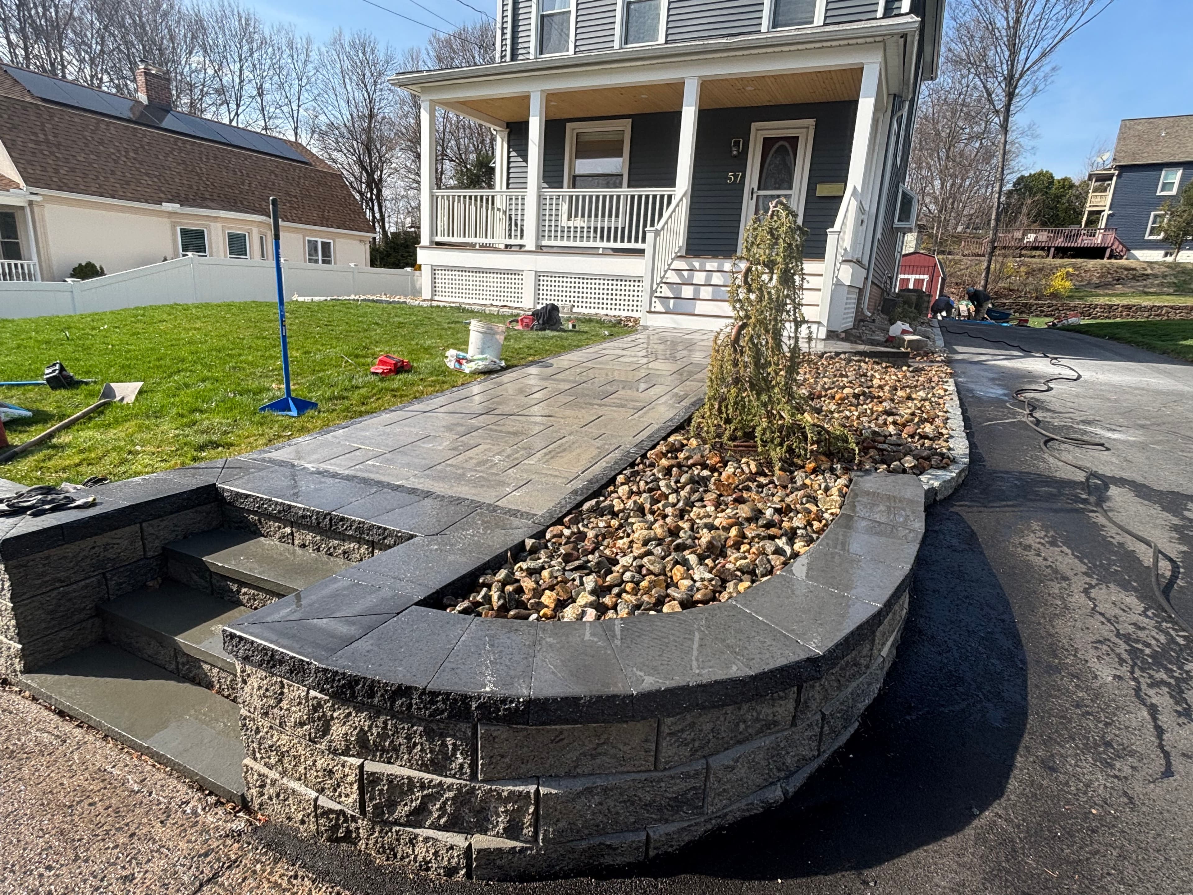 Project Front Yard Hardscape Rebuild With Paver Walkway and Retaining Wall image